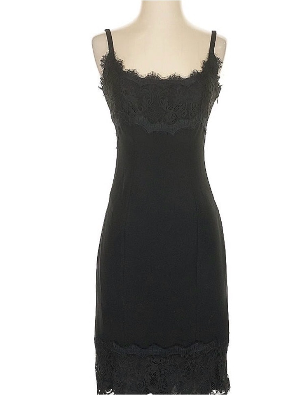 Diane von Furstenberg DVF Black Lace Slip Cocktail Dress Size 2 - Picture 4 of 4